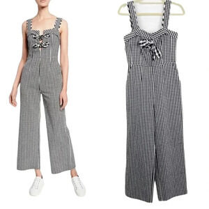 TANYA TAYLOR Rosalind black white gingham check plaid bow romper jumpsuit 4